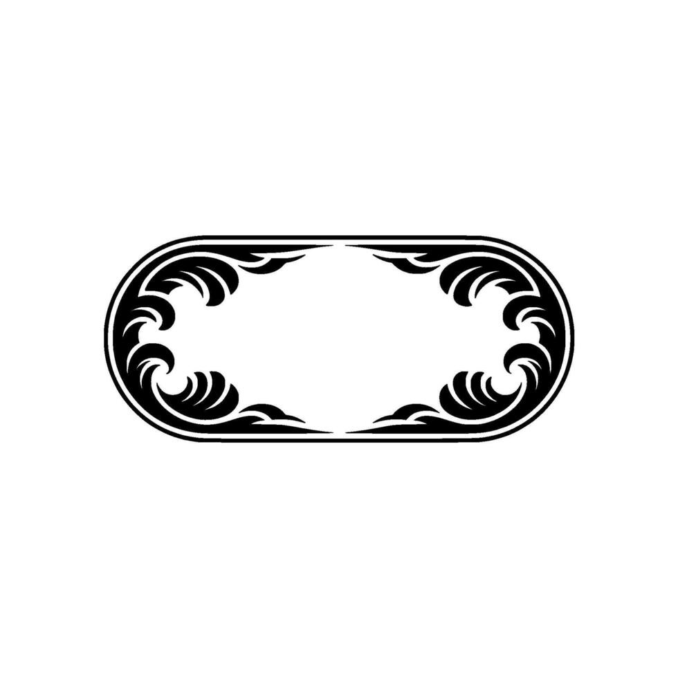 Elegant Black Ornamental Oval Frame on White Background vector