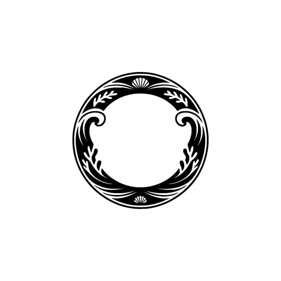 Elegant Black and White Circular Frame, Art Deco Style vector