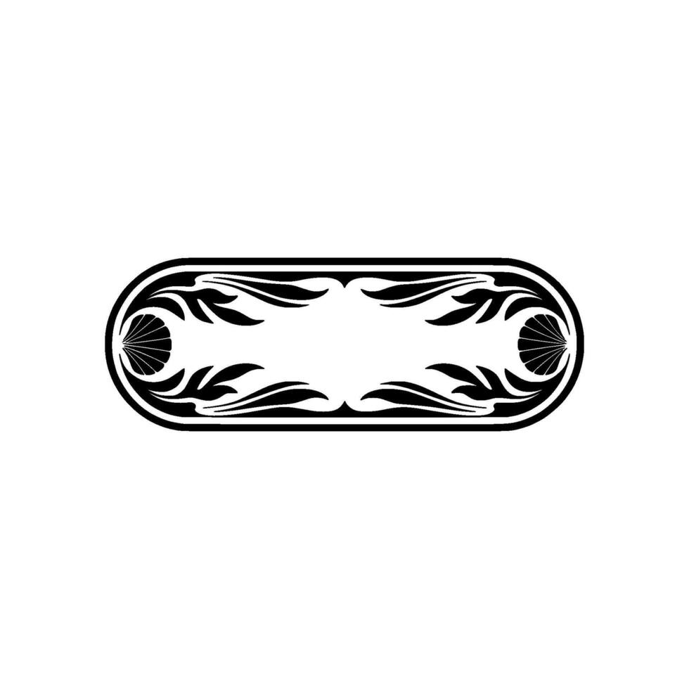 Elegant Black and White Floral Oval Frame, Minimalist vector