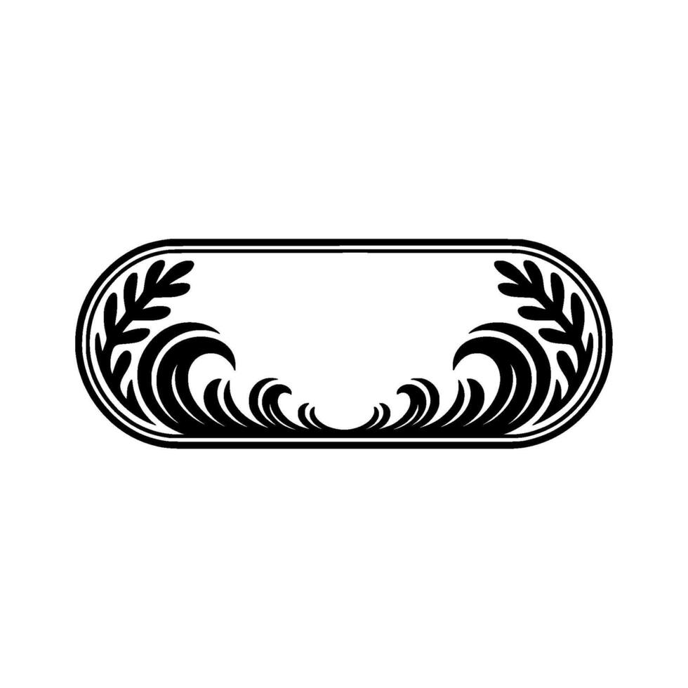 Elegant Black White Wave Leaf Crest - Illustration vector