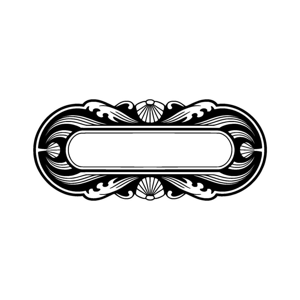Art Deco Oval Frame, Black and White Decorative , Blank Space vector