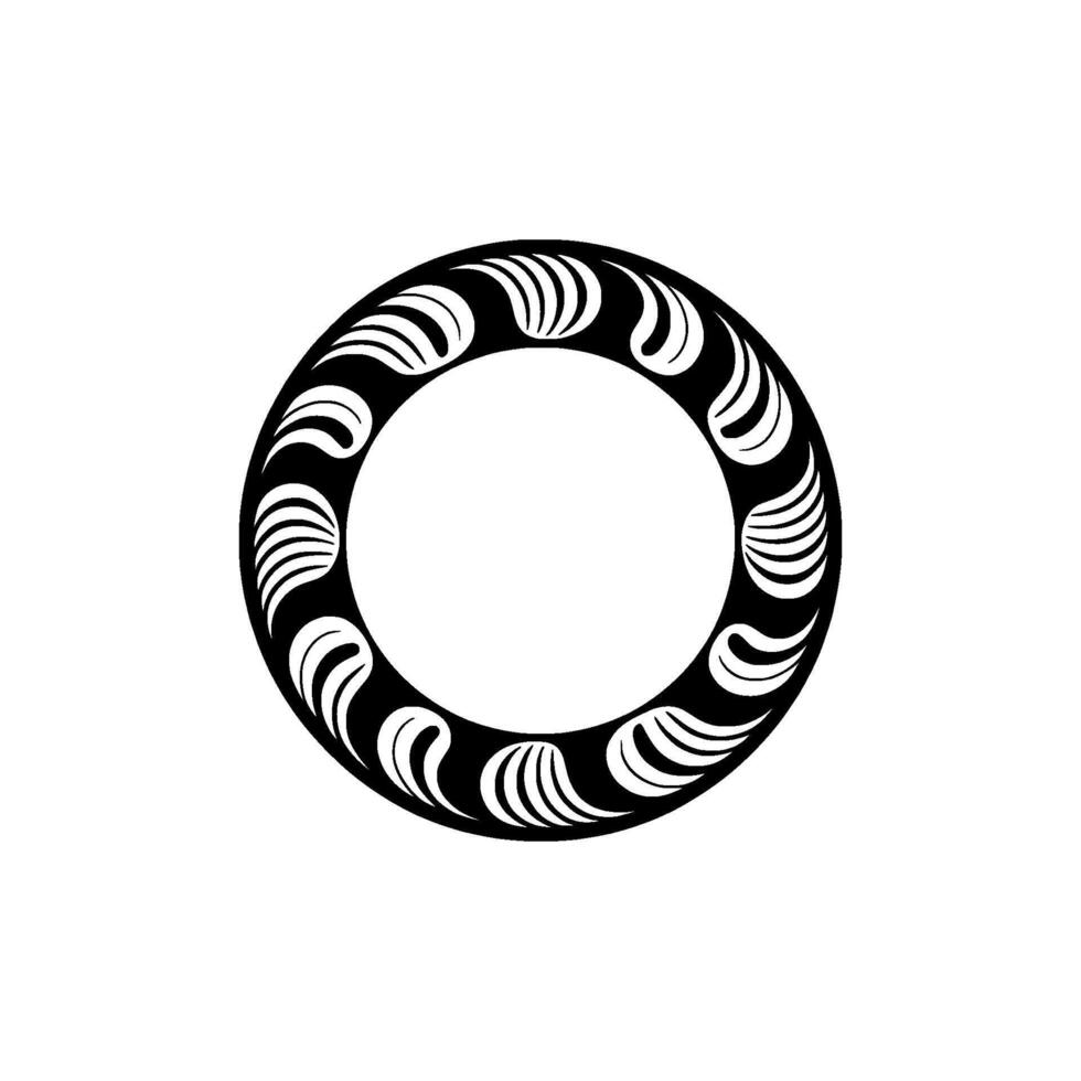 Elegant Black White, Floral Circle Frame, Minimalist vector