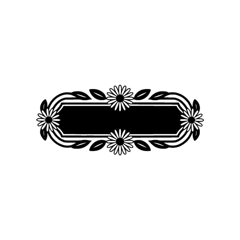 Elegant Daisy Floral Frame, Black White vector