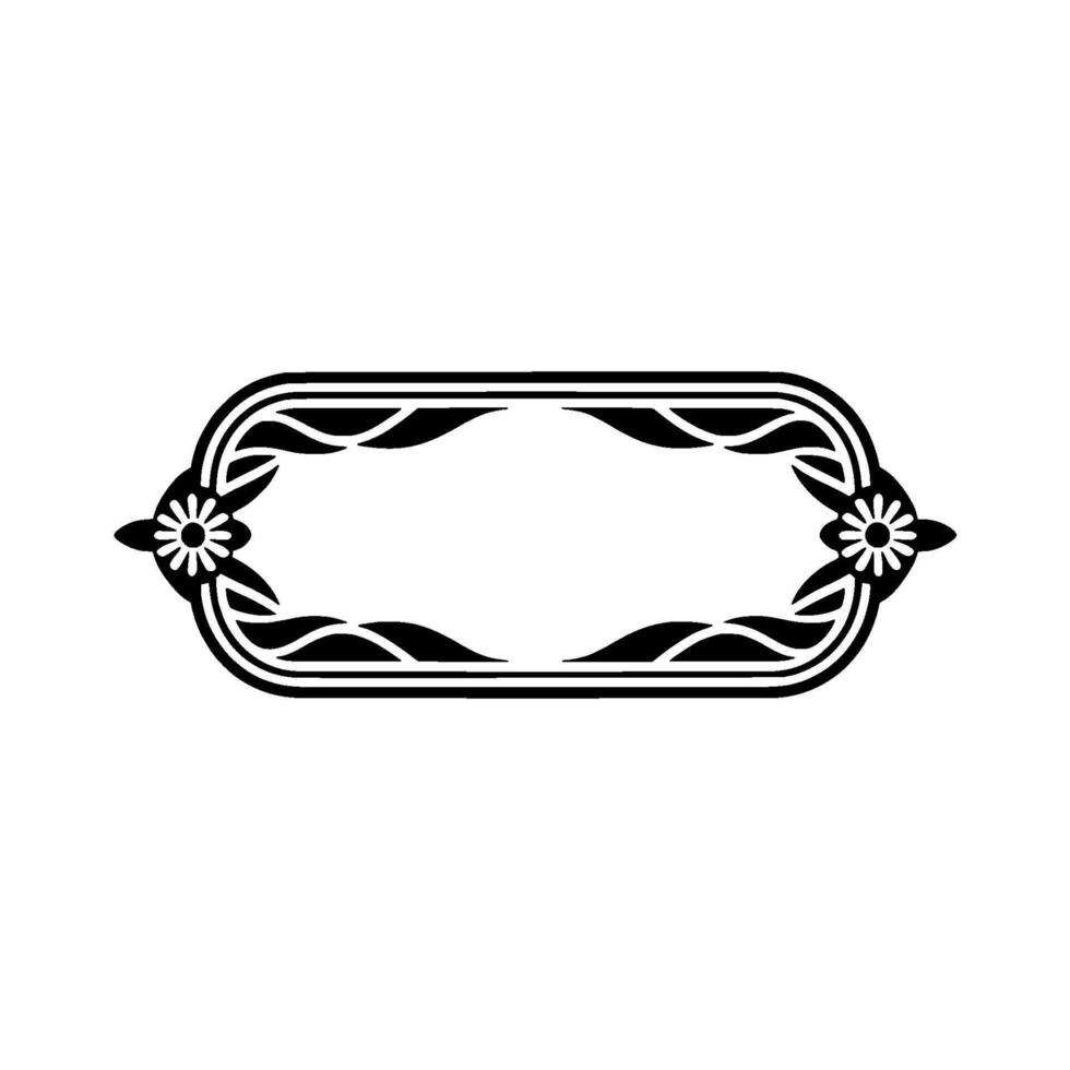 Elegant Floral Frame Element Black White Decorative Border vector