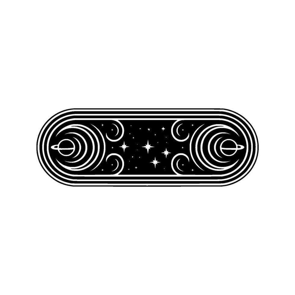 Retro Space Emblem Black White Galaxy vector
