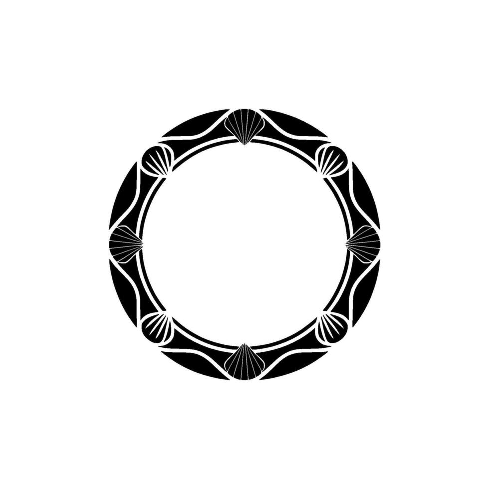 Elegant Black White Shell Circle Frame - Decorative Border Element vector