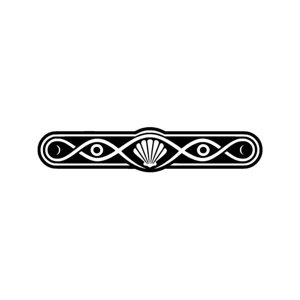 Black White Ornamental Border with Shell Eye Motifs vector