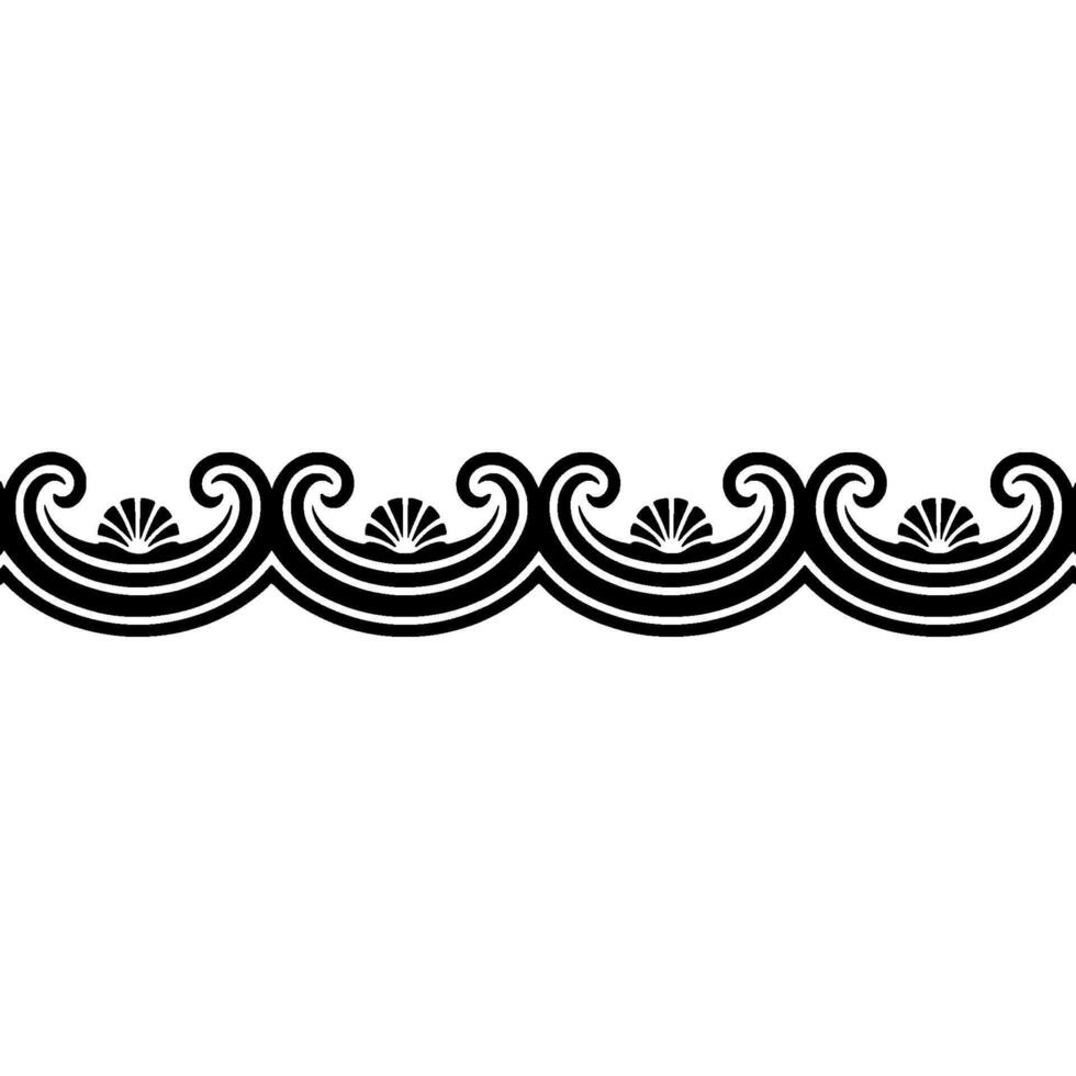 Decorative Black Wave Border, Greek Key Inspired, Elegant vector