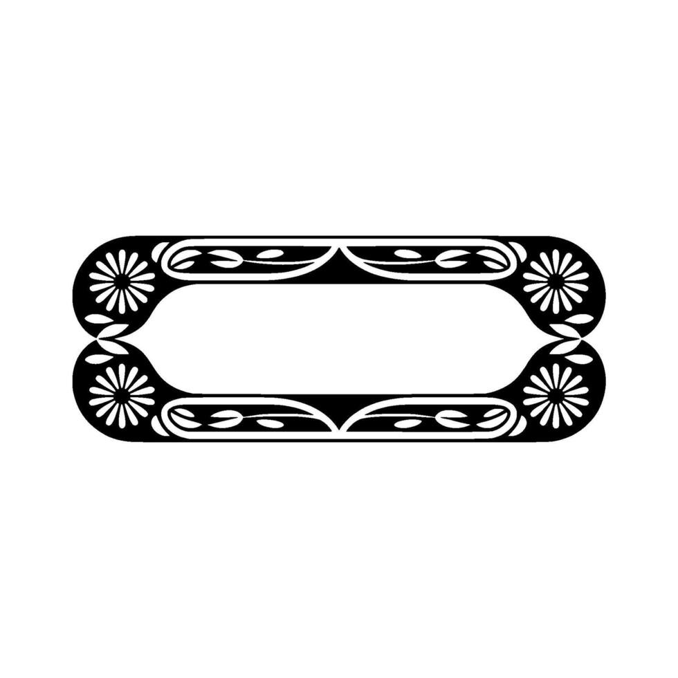 Floral Frame , Black and White, Decorative Border Element vector