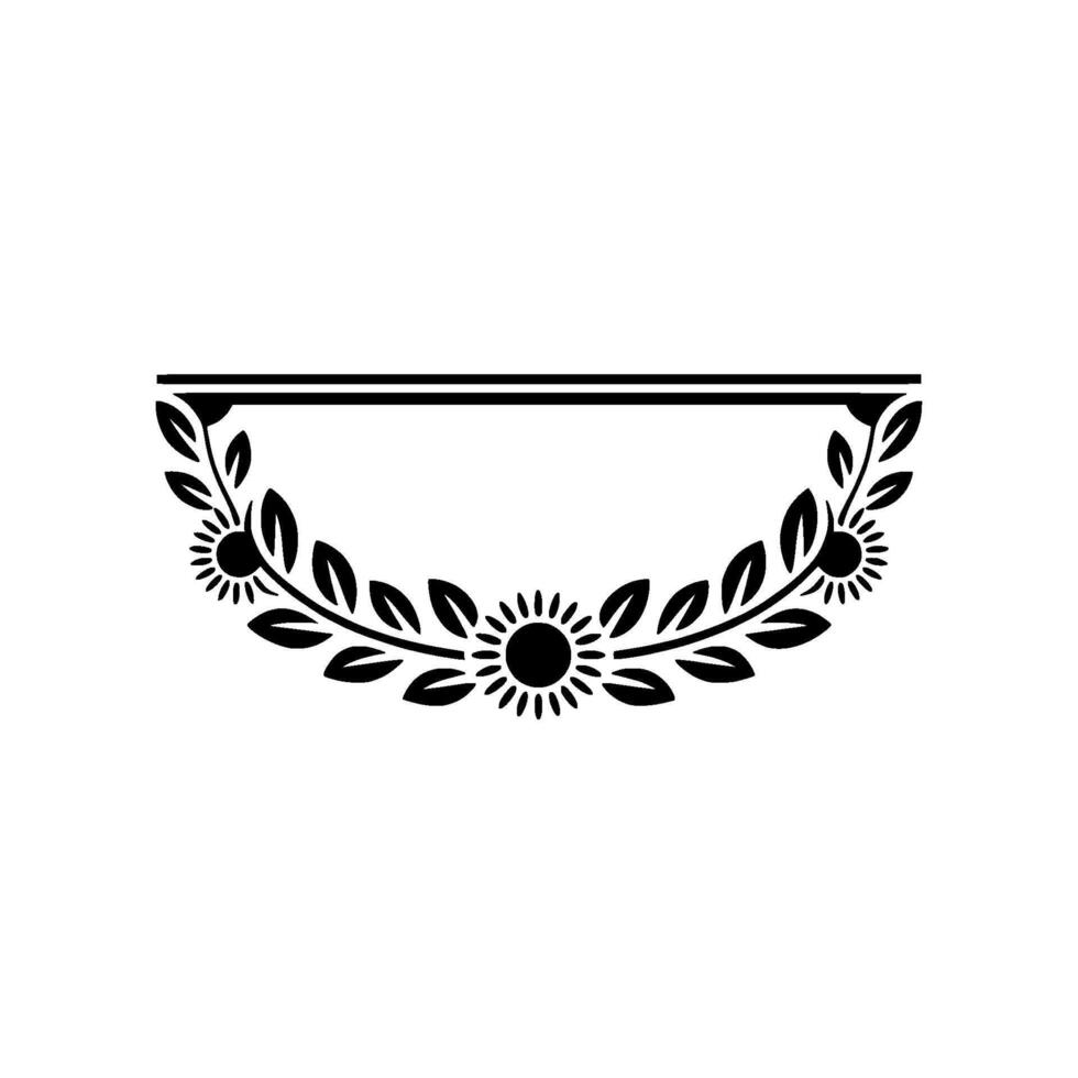 Floral Laurel Frame , Minimalist Black and White vector