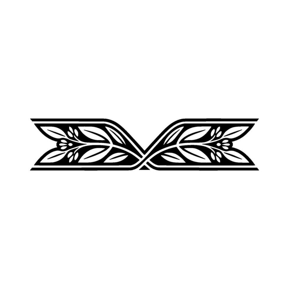 Elegant Floral Ornament in- Black and White Minimalist vector