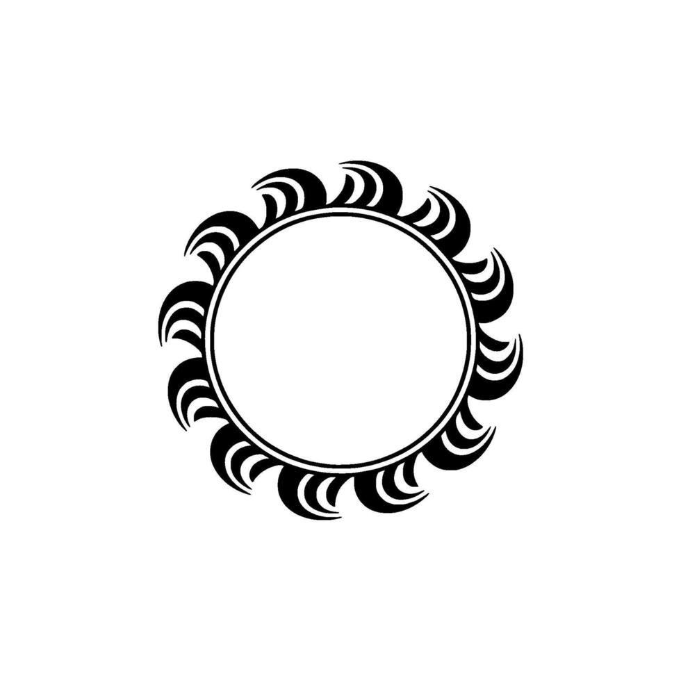 Black Circular Frame with Ornamental Crests on Light Gray Background vector