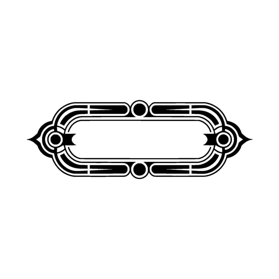 Art Deco Ornamental Frame, Black and White, Minimalist vector