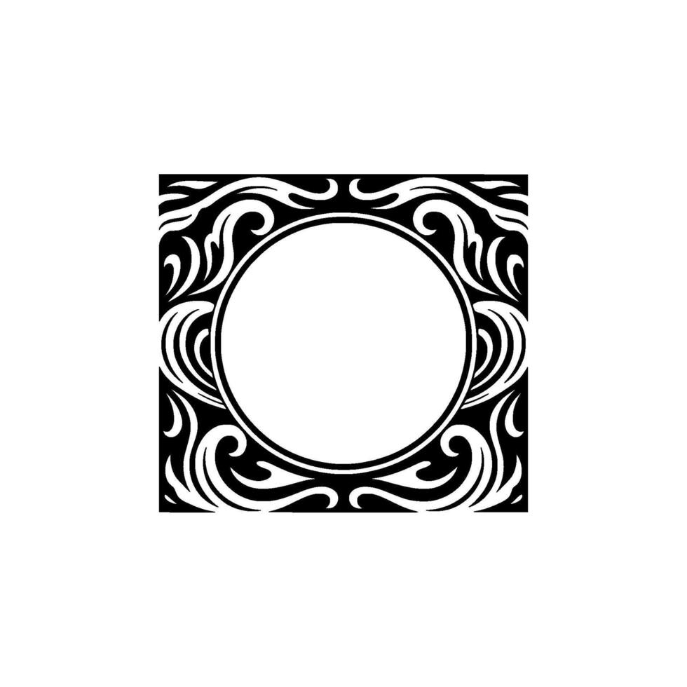 Elegant Black and White Ornamented Frame with Circle Center vector