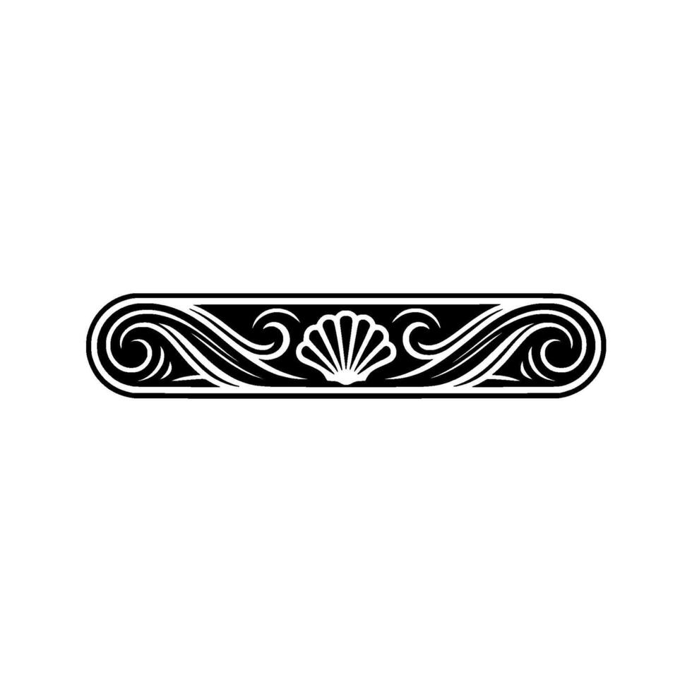 Elegant Black White Sea Shell Border on White vector