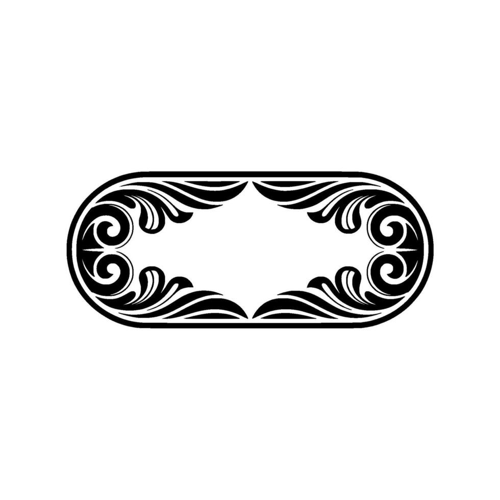 Elegant Black and White Floral Oval Frame Decorative Element vector