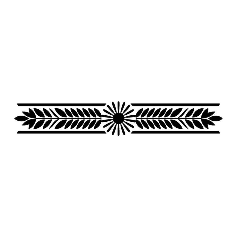 Ornamental Floral Border Element, Black and White, Geometric Style vector