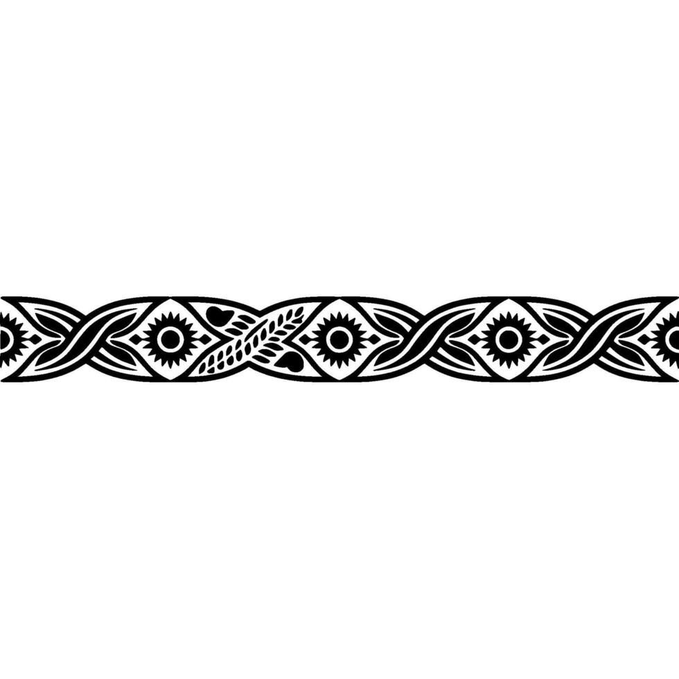 Elegant Black White Floral Pattern Border - Illustration vector