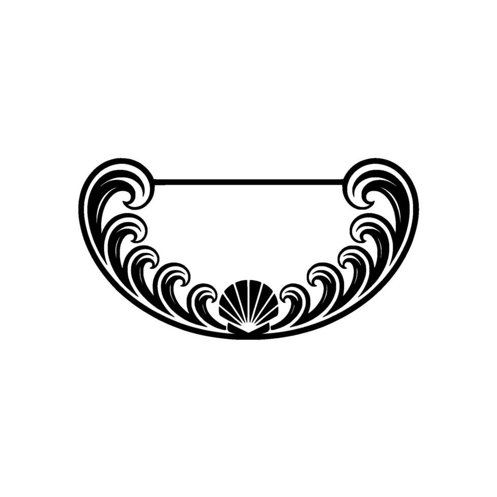 Art Deco Seashell Frame, Elegant Black and White vector