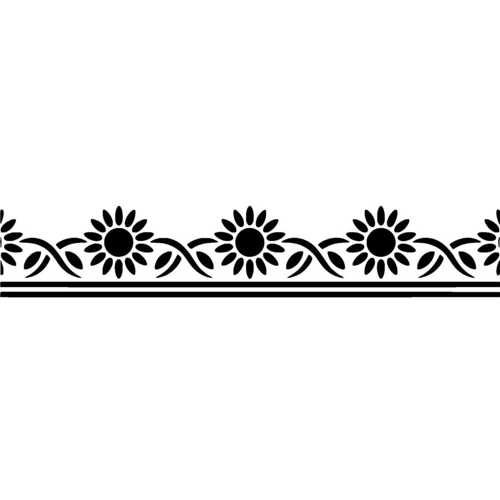 Elegant Sunflower Border Silhouette Ornament vector