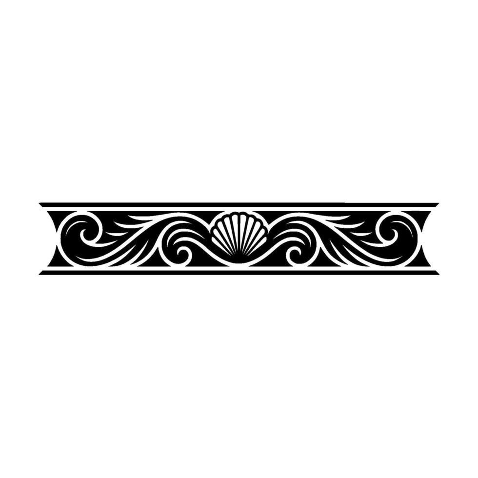 Elegant Border Seashell Swirls , Black White vector