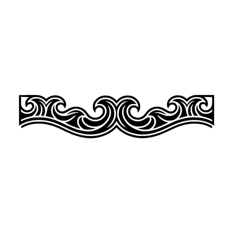 Black White Wave Border - Ornamental, Elegant Element vector
