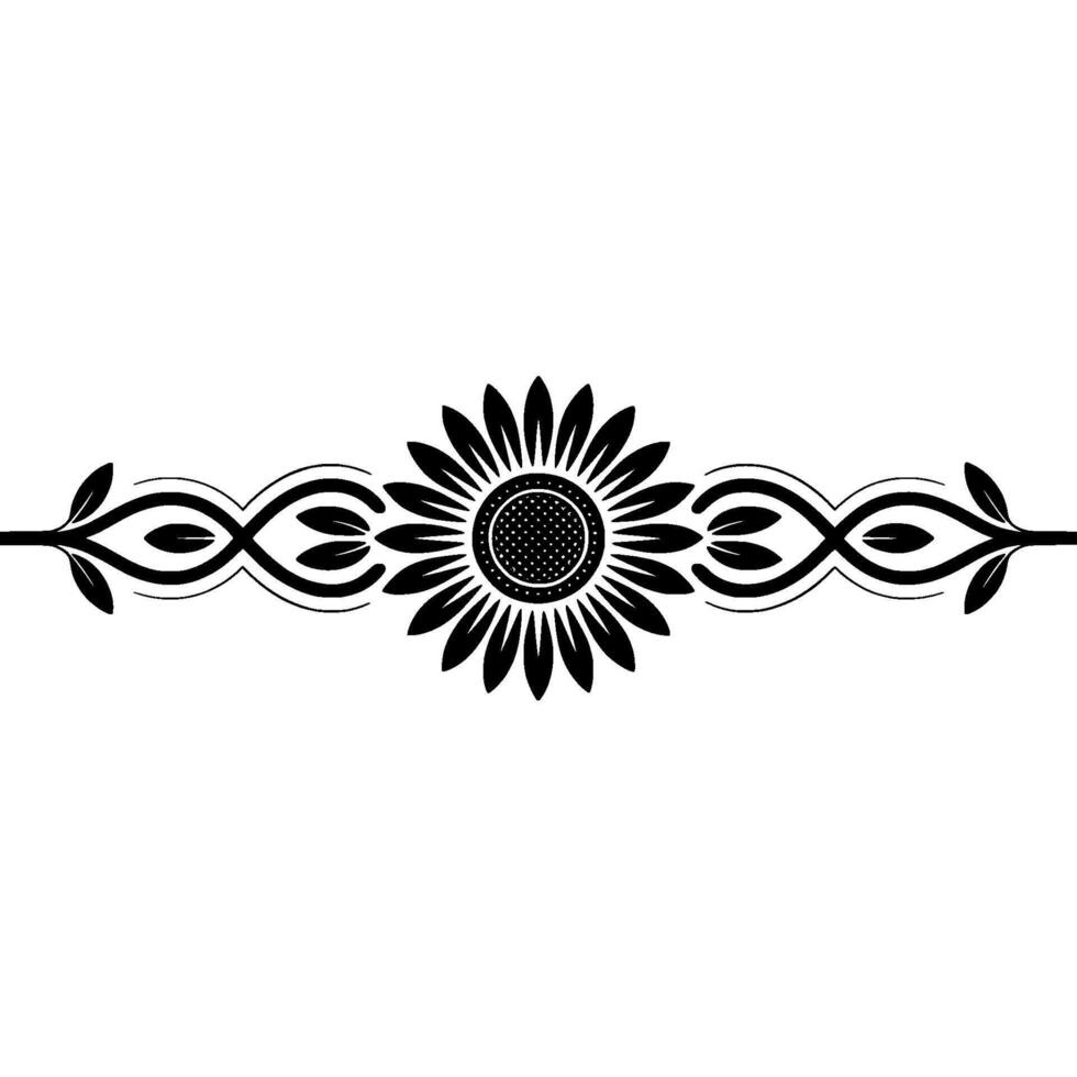 Elegant Black Sunflower Border on White Background vector