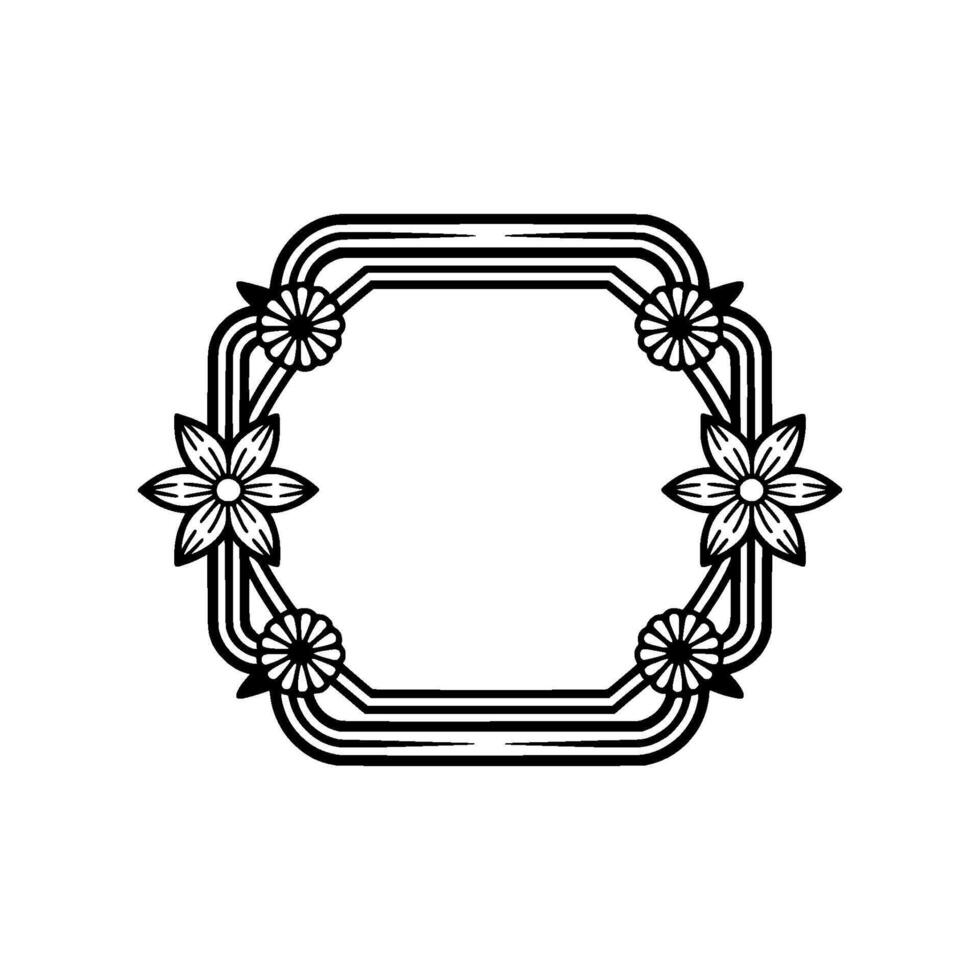 Floral Frame , Black and White Retro for Invitations vector