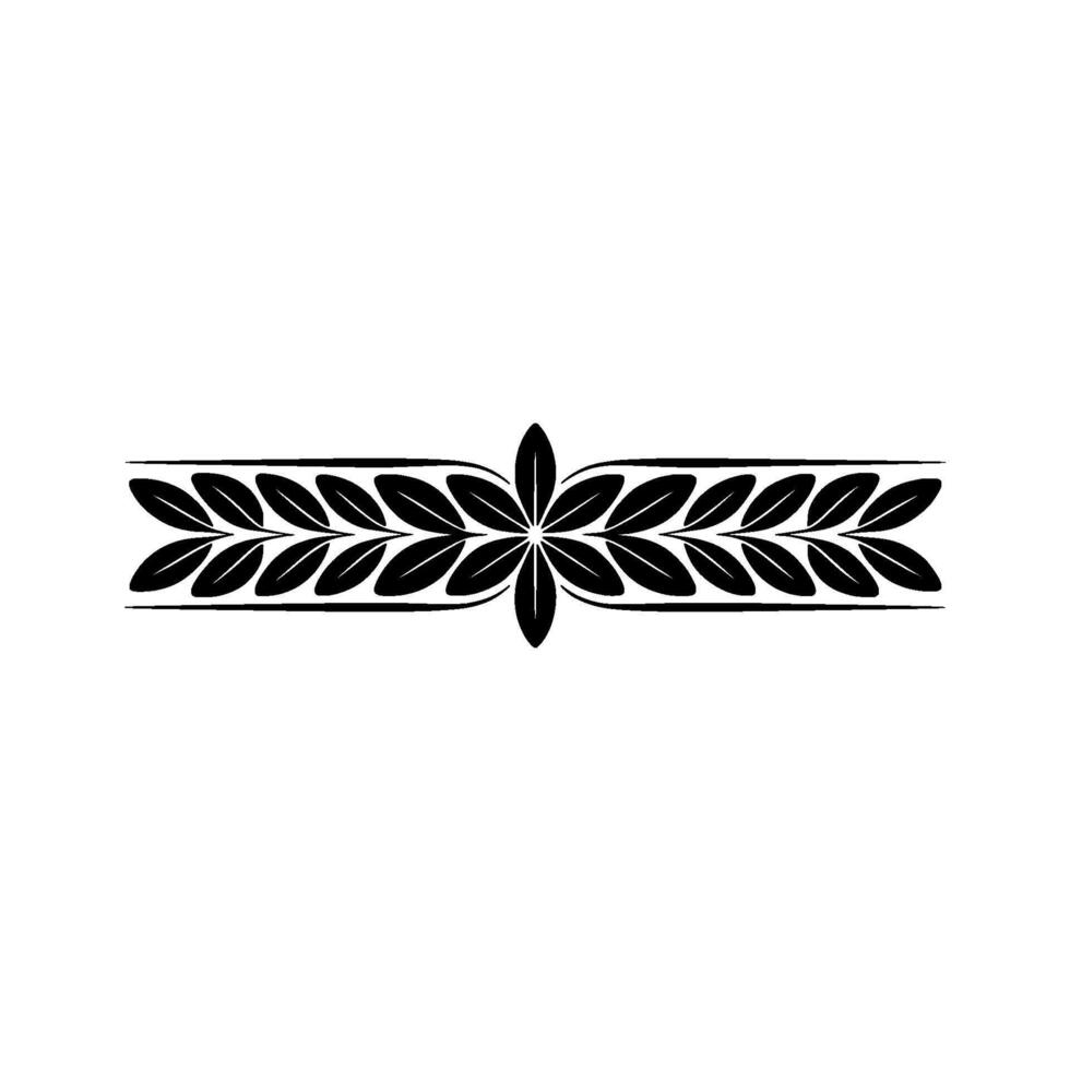 Elegant Black Leaf Motif Border on White Background - Decorative vector