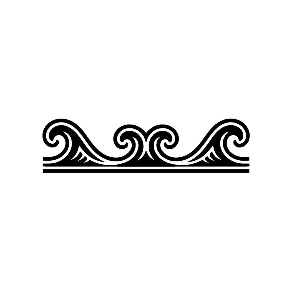 Elegant Wave Border , Black White , Decorative Element vector