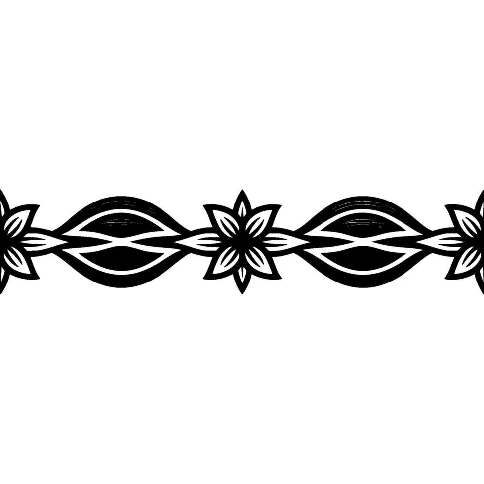 Floral Border with Geometric Elements - Minimalist Elegant vector