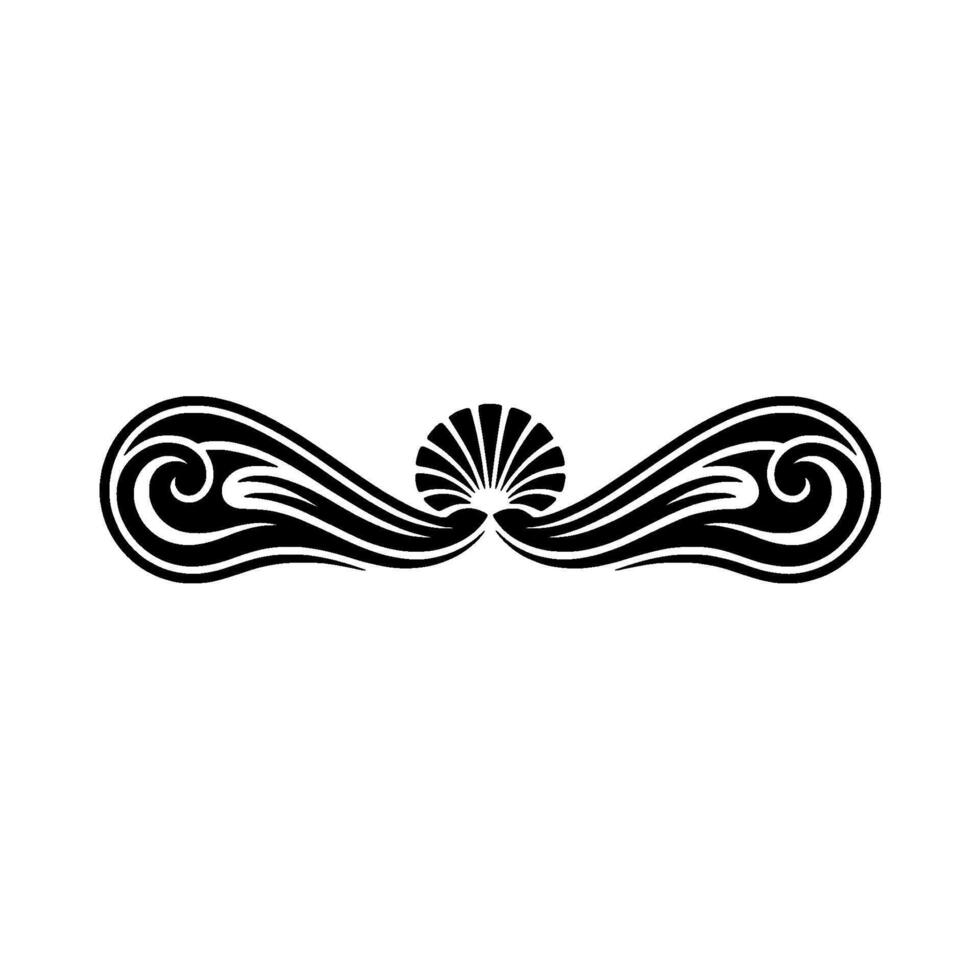 Decorative Black Flourish with Sunburst, Minimalist on White vector