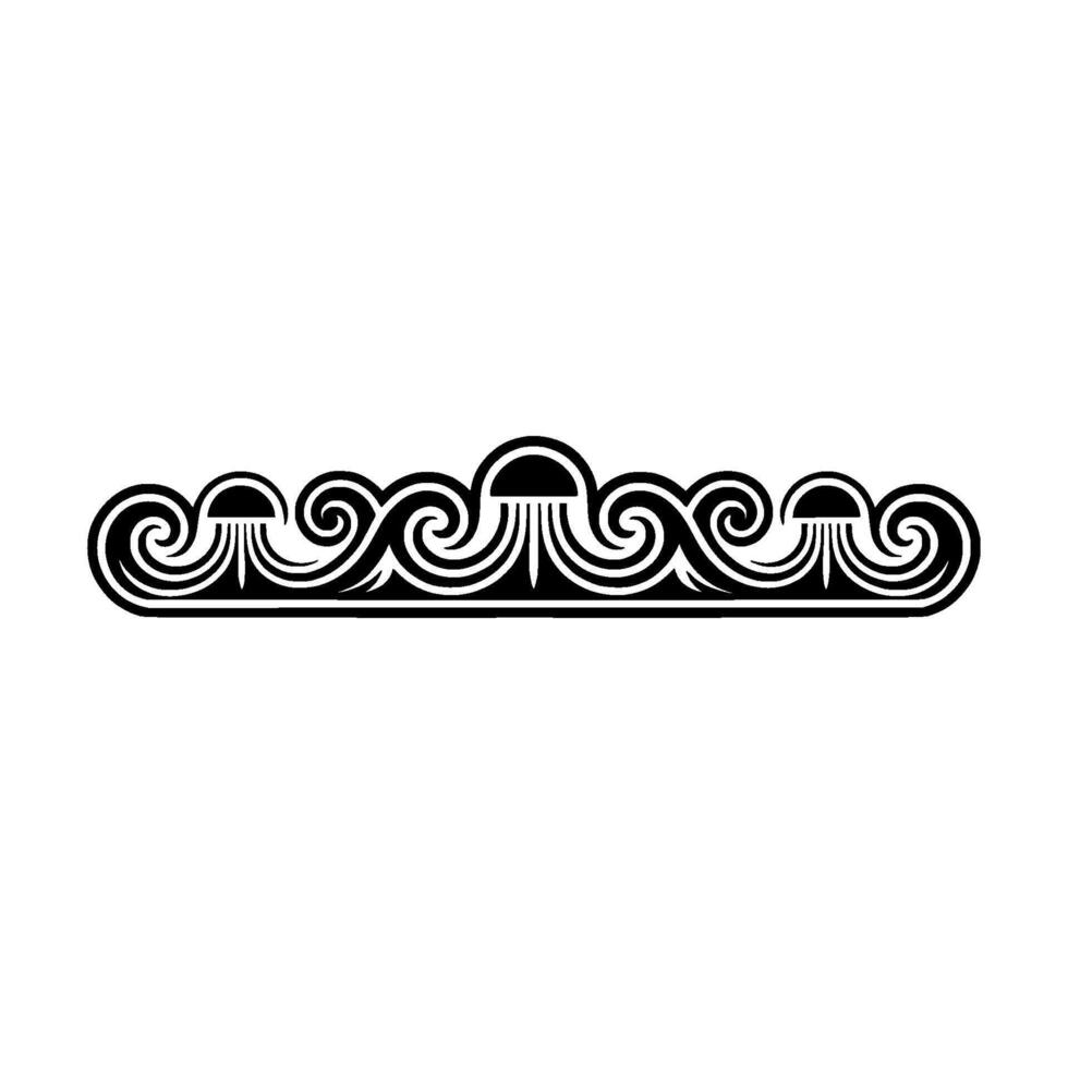 Ornamental Wave Border - Black White Decorative Element vector