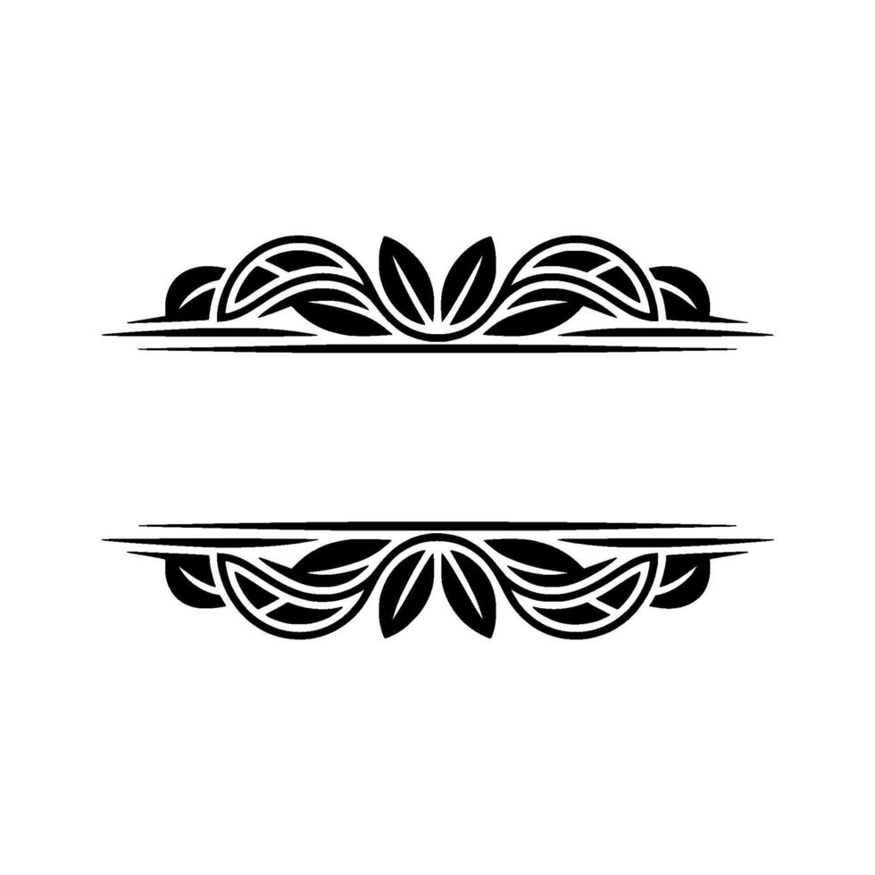 Elegant Floral Frame Border Element, Black White Illustration vector