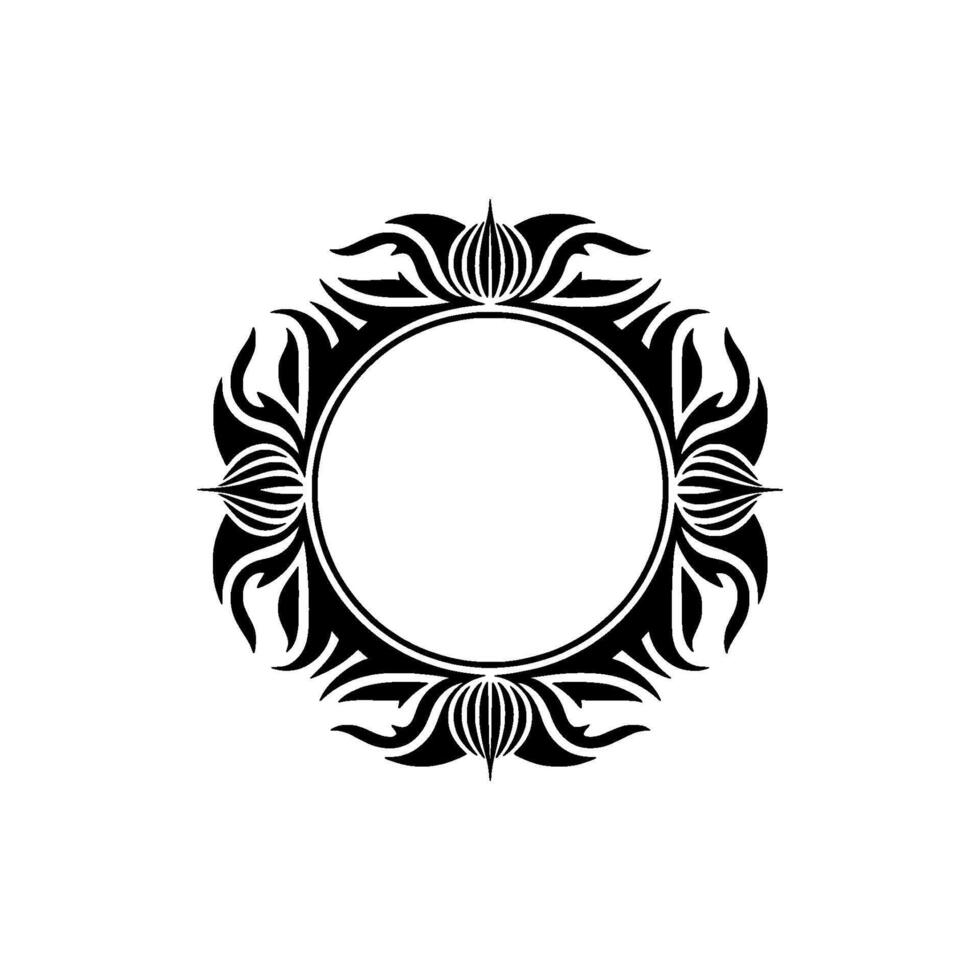 Elegant Floral Circle Frame, Black and, White, Minimalist vector