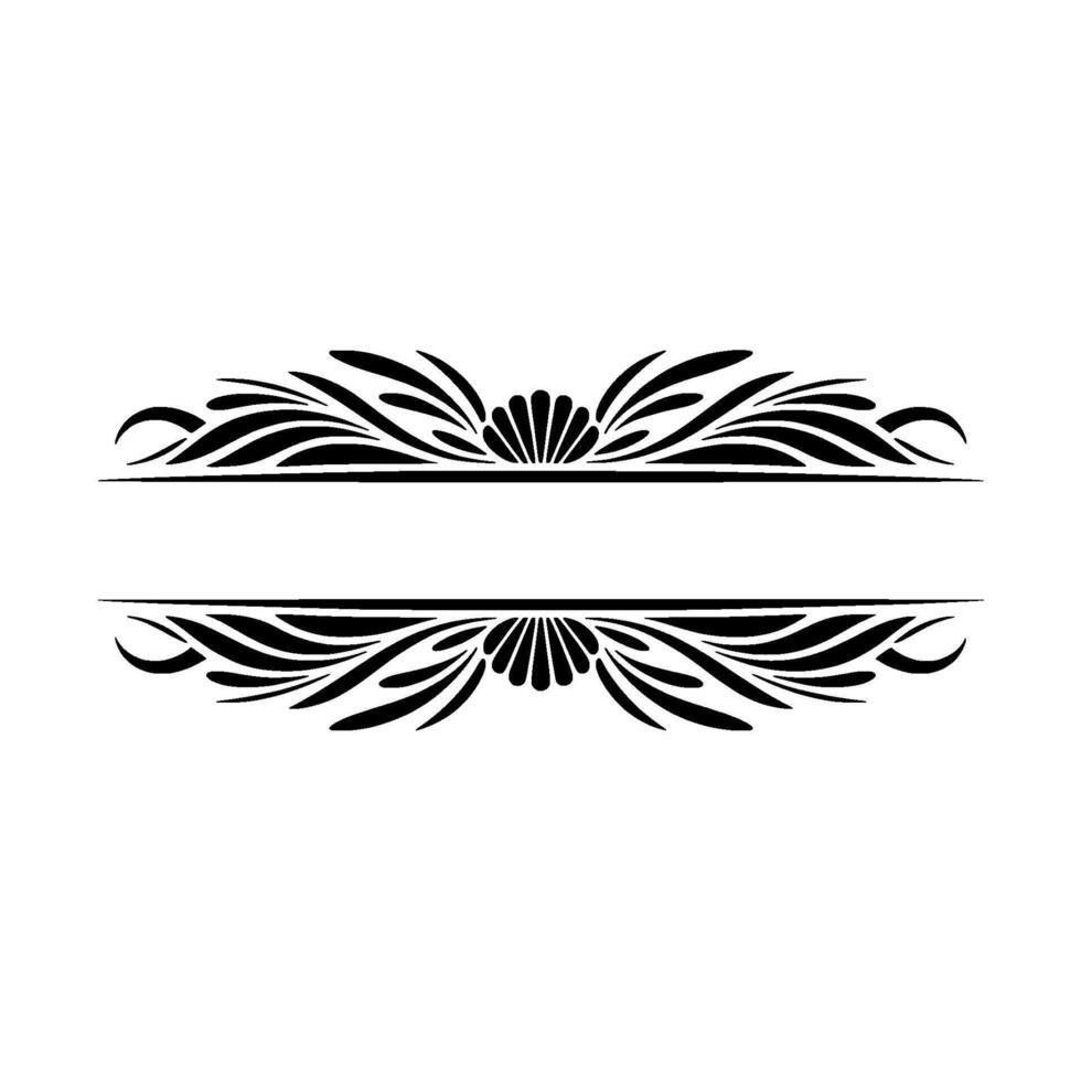 Elegant Black Floral Divider- Ornament on White Background vector