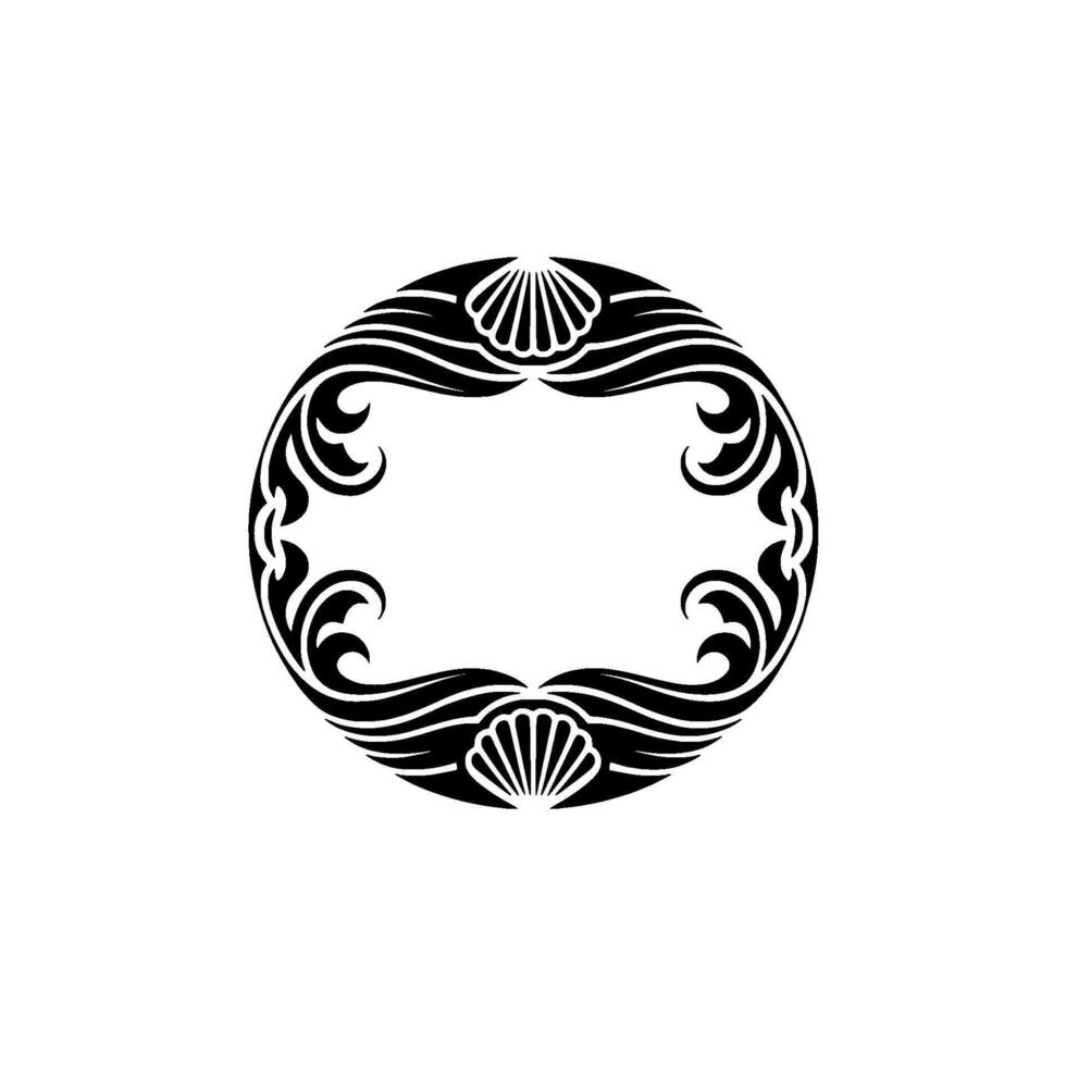 Elegant Black Seashell Wave Ornament, Minimalist vector