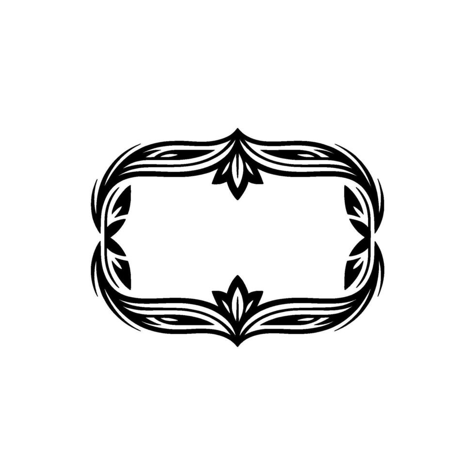 Elegant Black and- White Floral Frame on White Background vector