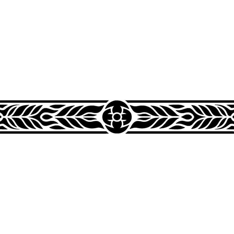 Ornamental Border, Floral Pattern in Black and White, Abstract Decorative vector