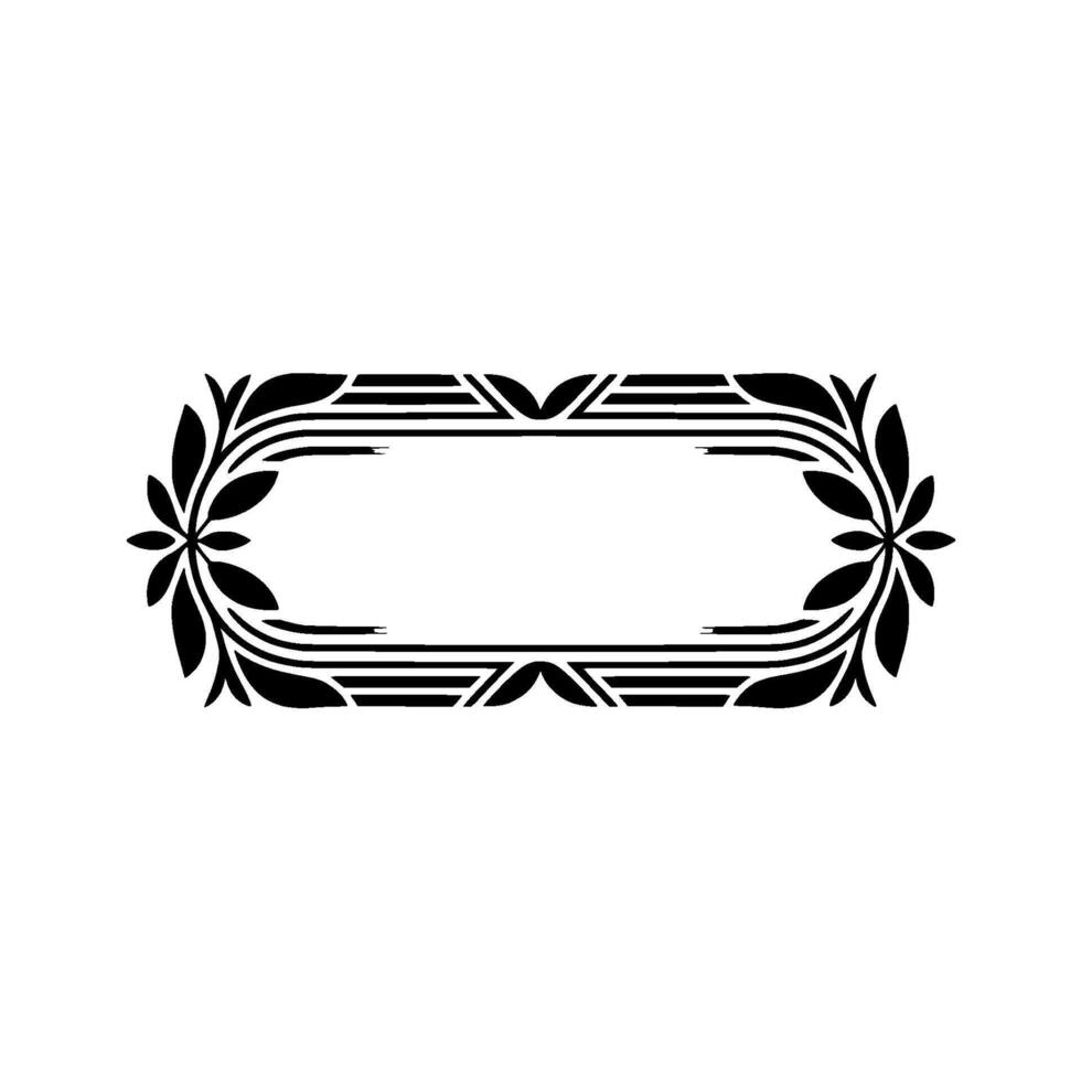 Elegant Art Deco Floral Frame in Black and White, Decorative vector