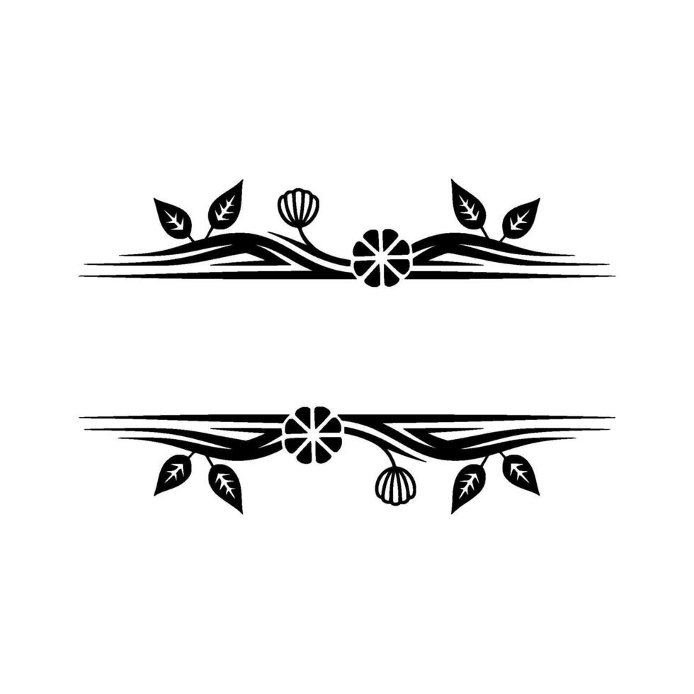 Elegant Floral Divider Black White, Element vector