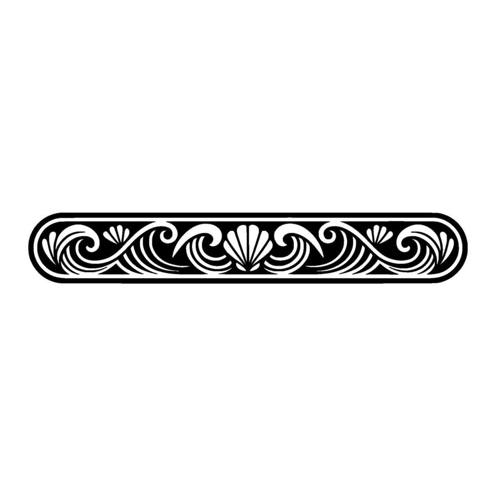 Elegant Black White Ornamental Border Waves Shells vector