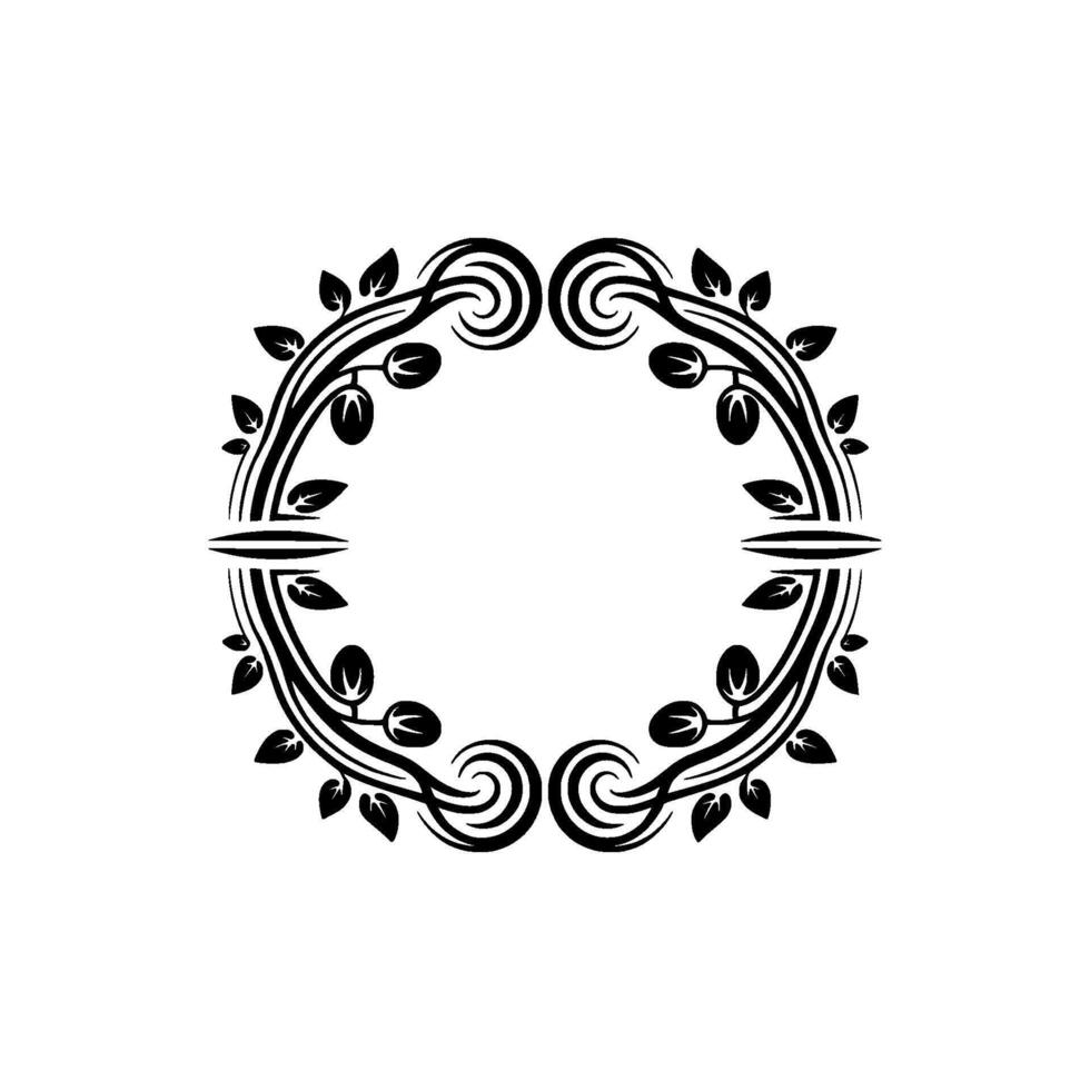 Elegant Floral Frame in Black and White - Minimalist Style vector