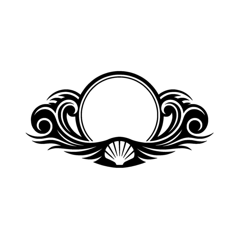 Ornamental Ocean Frame, Illustration, Nautical vector
