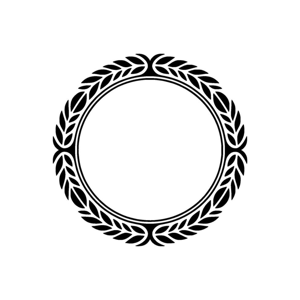 Elegant Circular Laurel Wreath Frame Black White vector