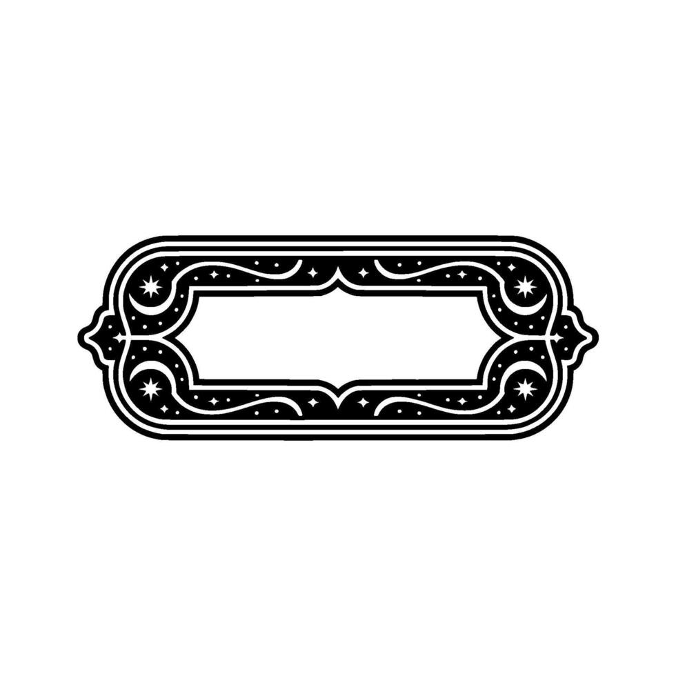 Ornate Black White Celestial Frame Element vector