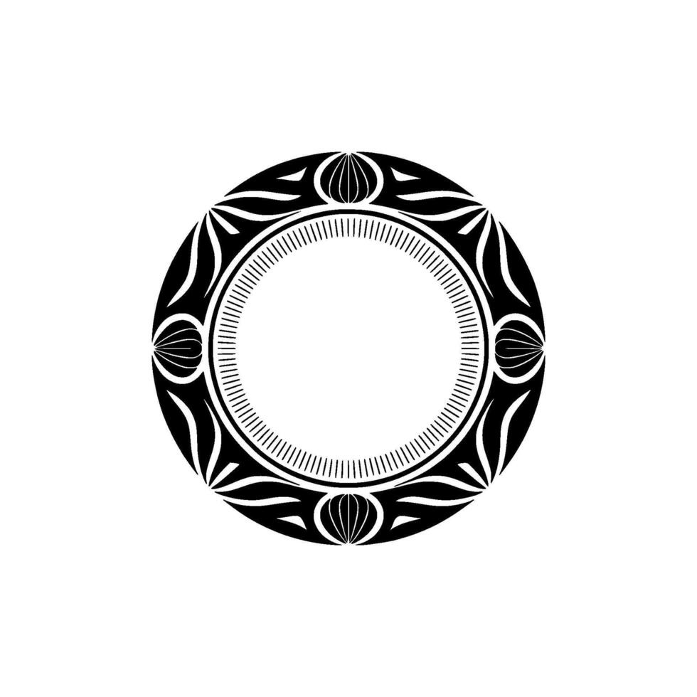 Circular Native American Inspired Ornament in Black and White vector