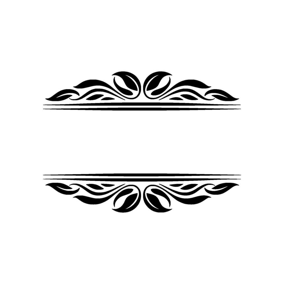 Elegant Black Leaf Ornament Frame on Gray Background - Illustration vector
