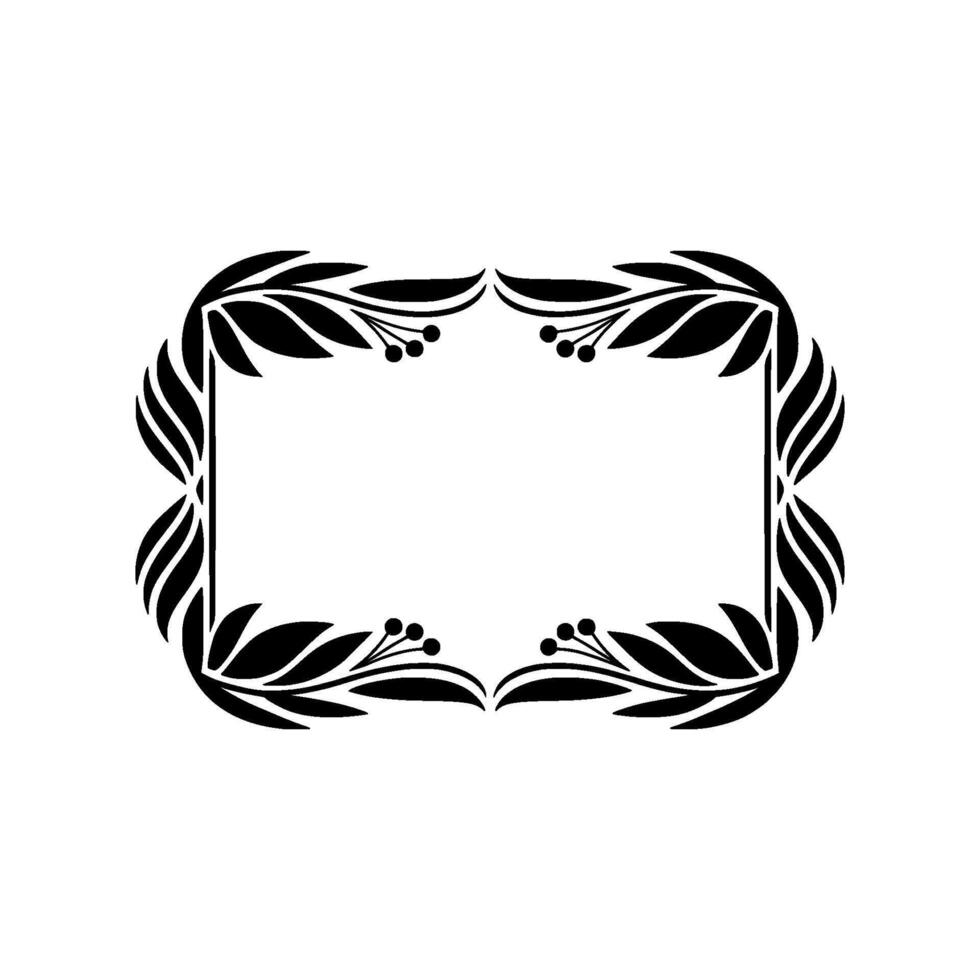 Elegant Black Floral Frame- on- White Background vector