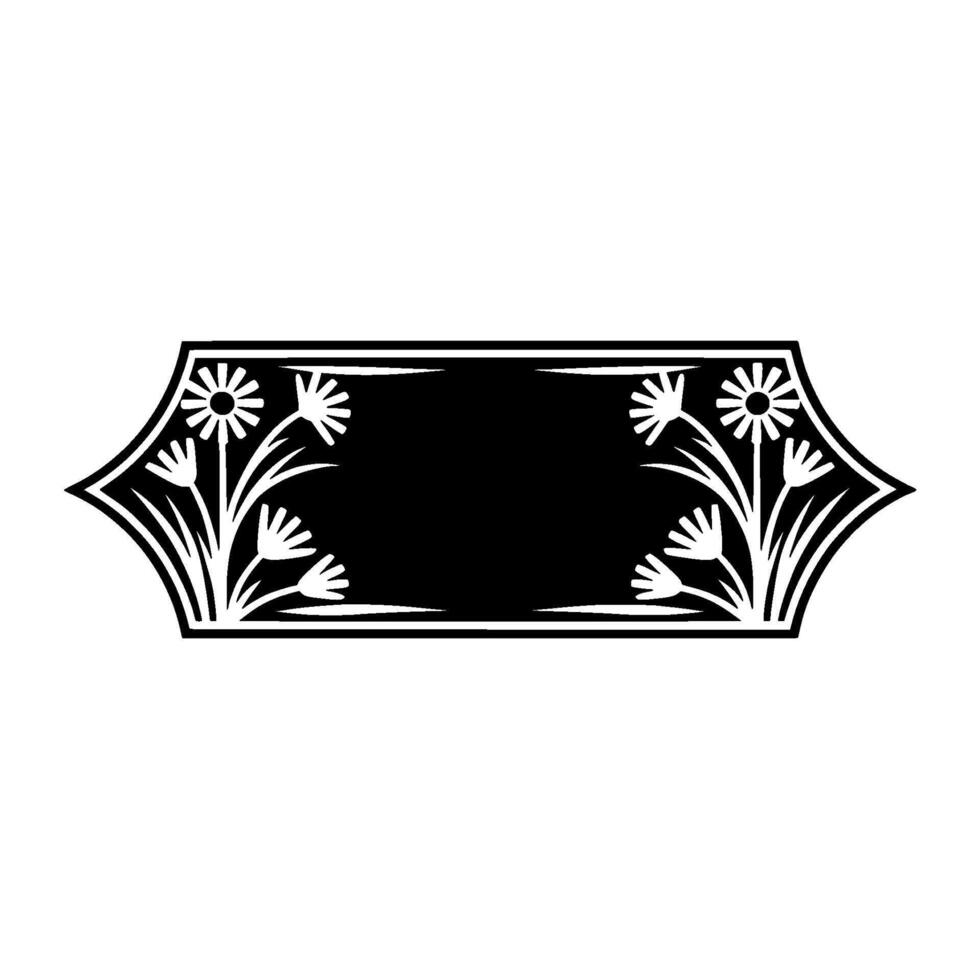 Elegant Floral Frame - Black White Decorative Element for vector